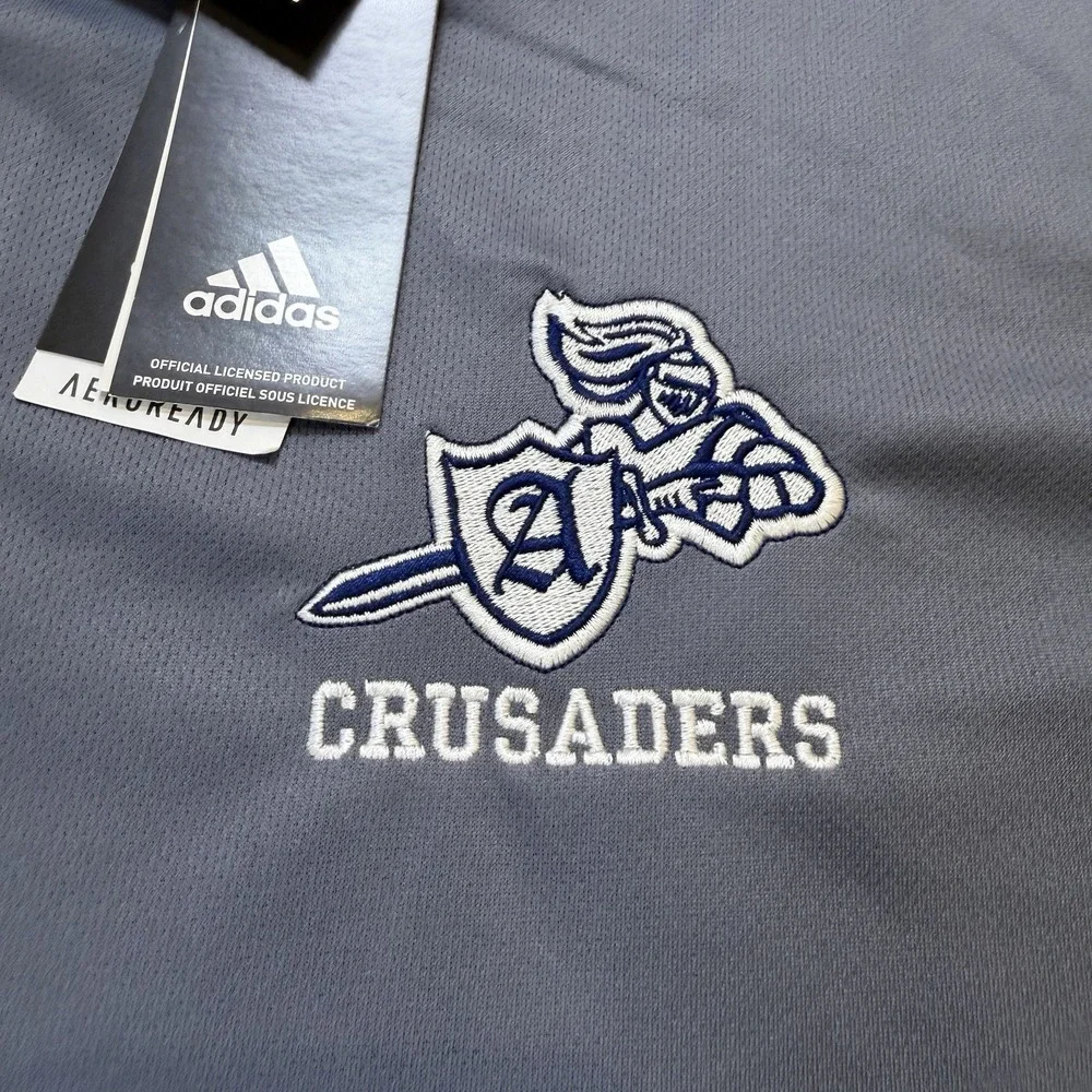 Adidas Aeroredy Polo Golf Shirt Gray Plus Size 2XL Collared‎ NWT Crusaders Logo
